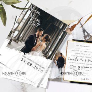 Thiệp cưới in hình dâu rể